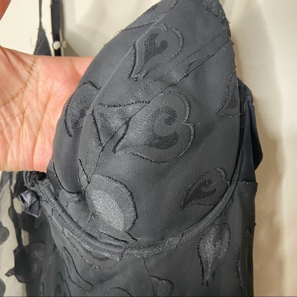 Victorias Secret Sheer Heart Patterned Black Night Gown Lingerie L - Picture 8 of 8